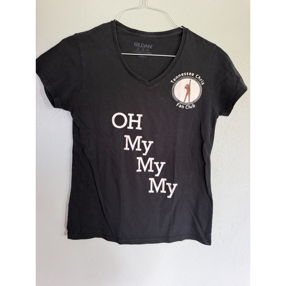 Gildan V-neck T-shirt OH MY MY MY Tennessee Chris Fan Club Graphic Black Size M